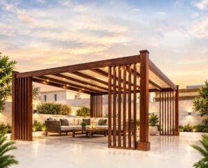 Wooden Pergola Project Nad Al Sheba Private Villa